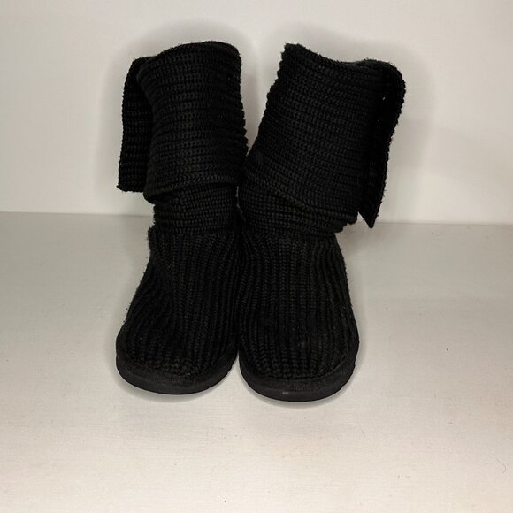 Ugg (5819) Cardy II Black Knit Button Boots Women Size 9 - Picture 4 of 8